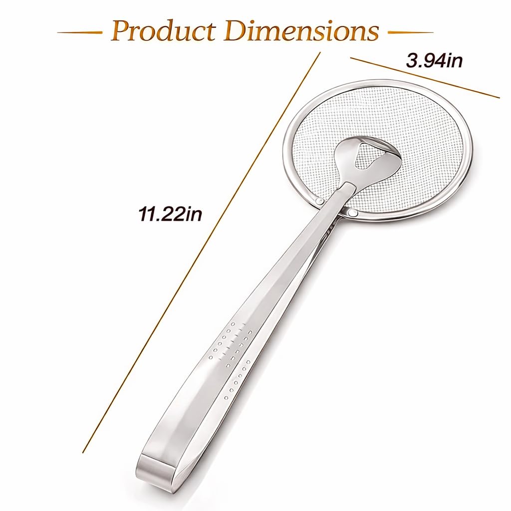2-in-1 Frying Strainer with Clip Tongs