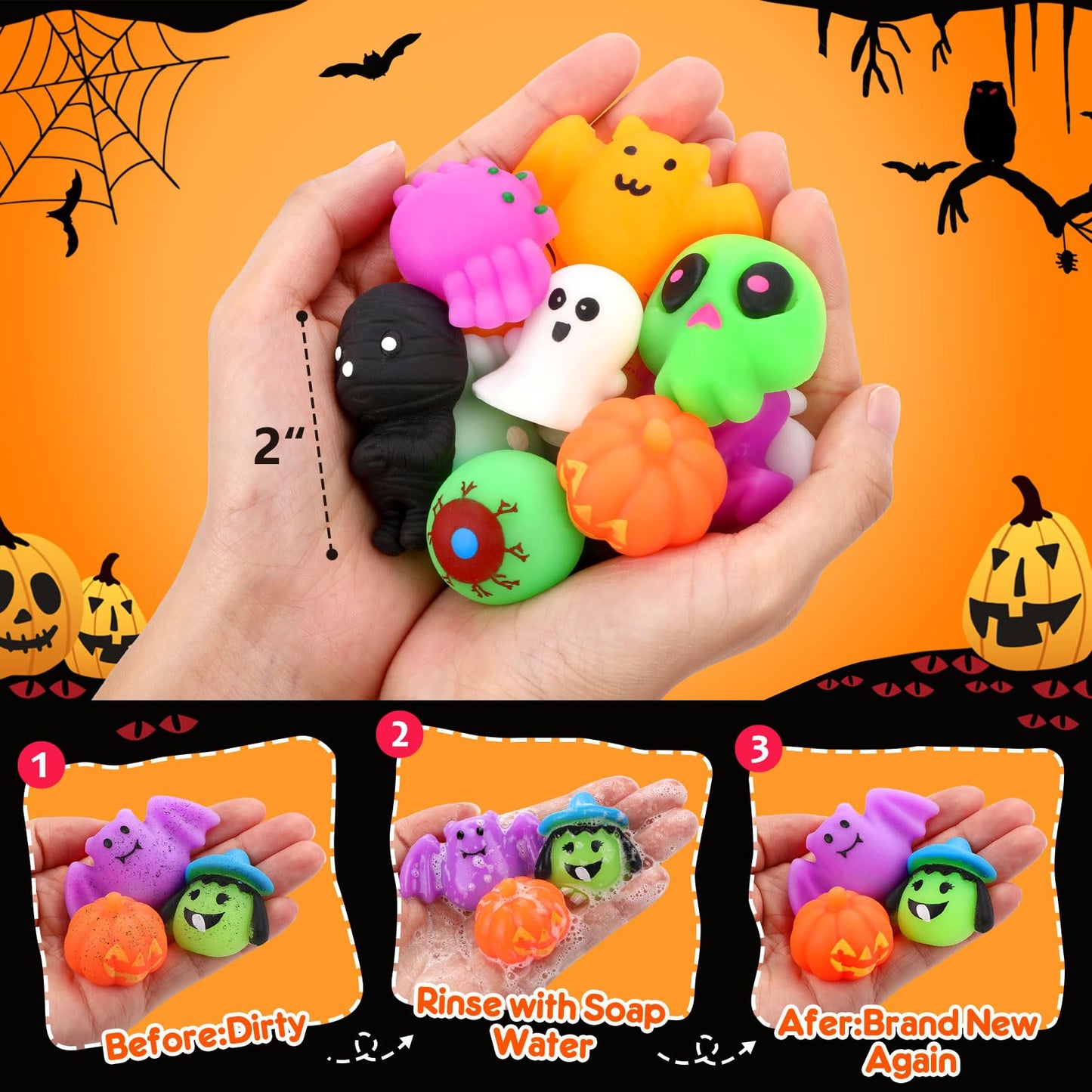 28 Pcs Halloween Mochi Squishy Toys