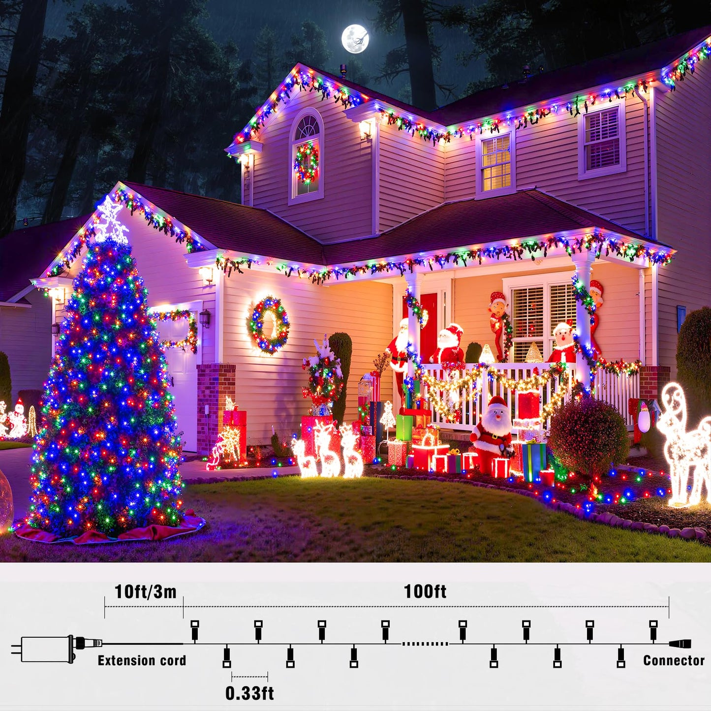 100 LED Multi-Colored String Lights
