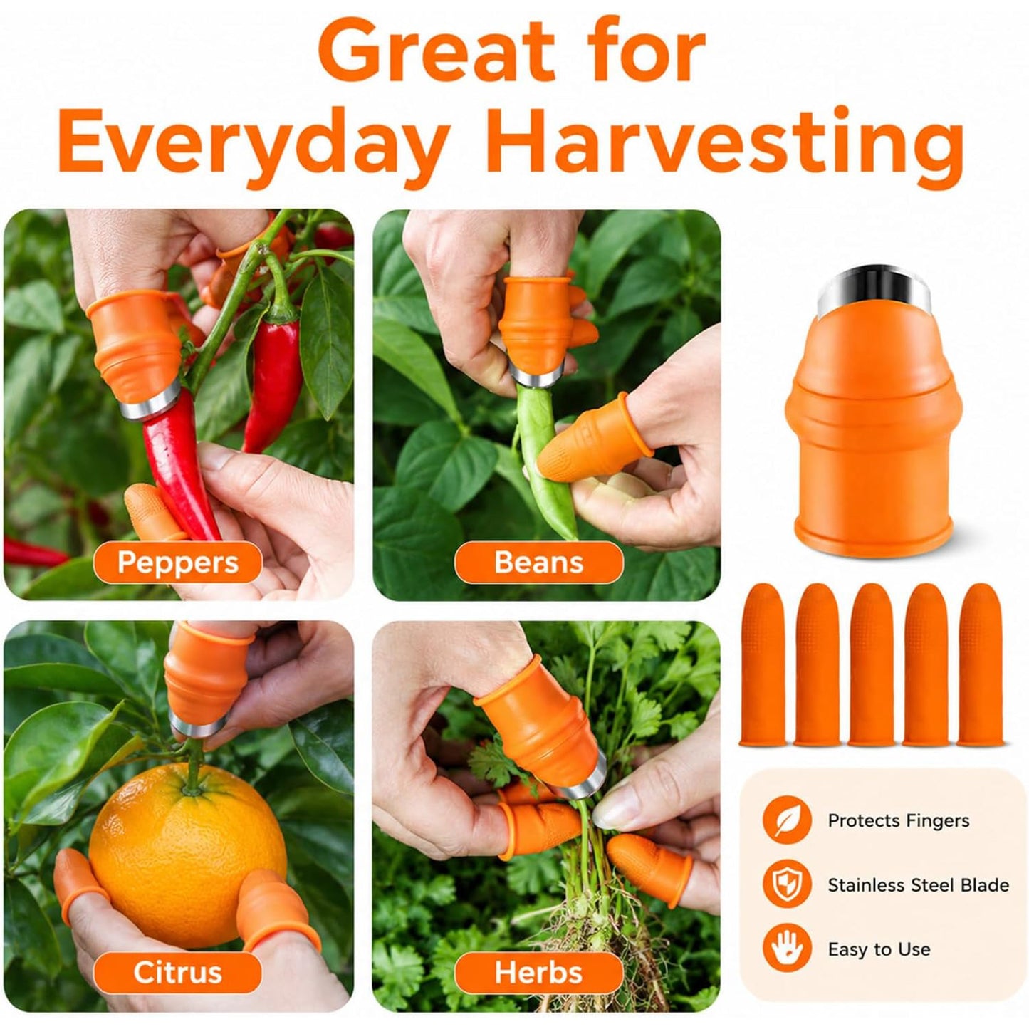 2 Set Finger Picker Thumb Protector Gardening Separator 12 Pcs
