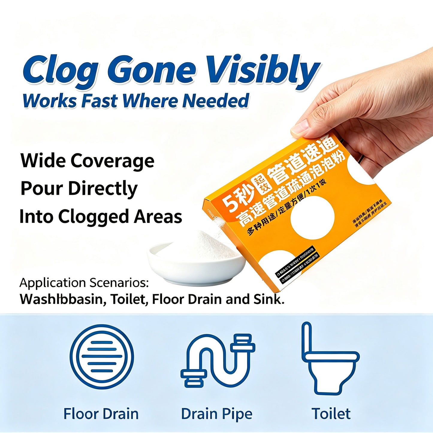 Drain Clog Remover Powder for Daily Clog Prevention and Odor Control