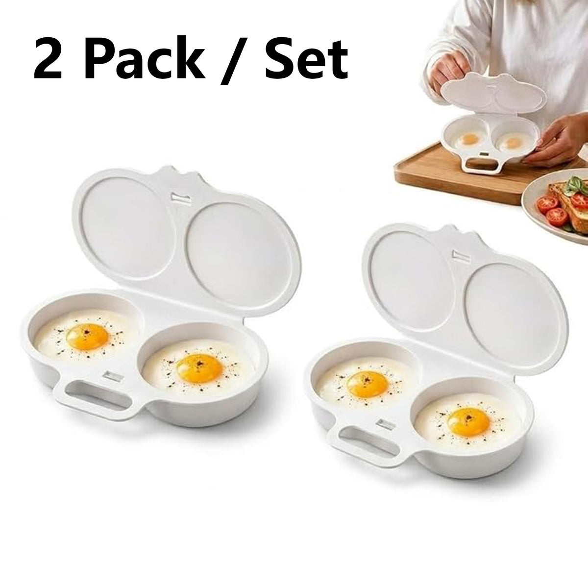 2026 Upgraded Dual-Cavity Microwave Egg Cooker -2 Pack