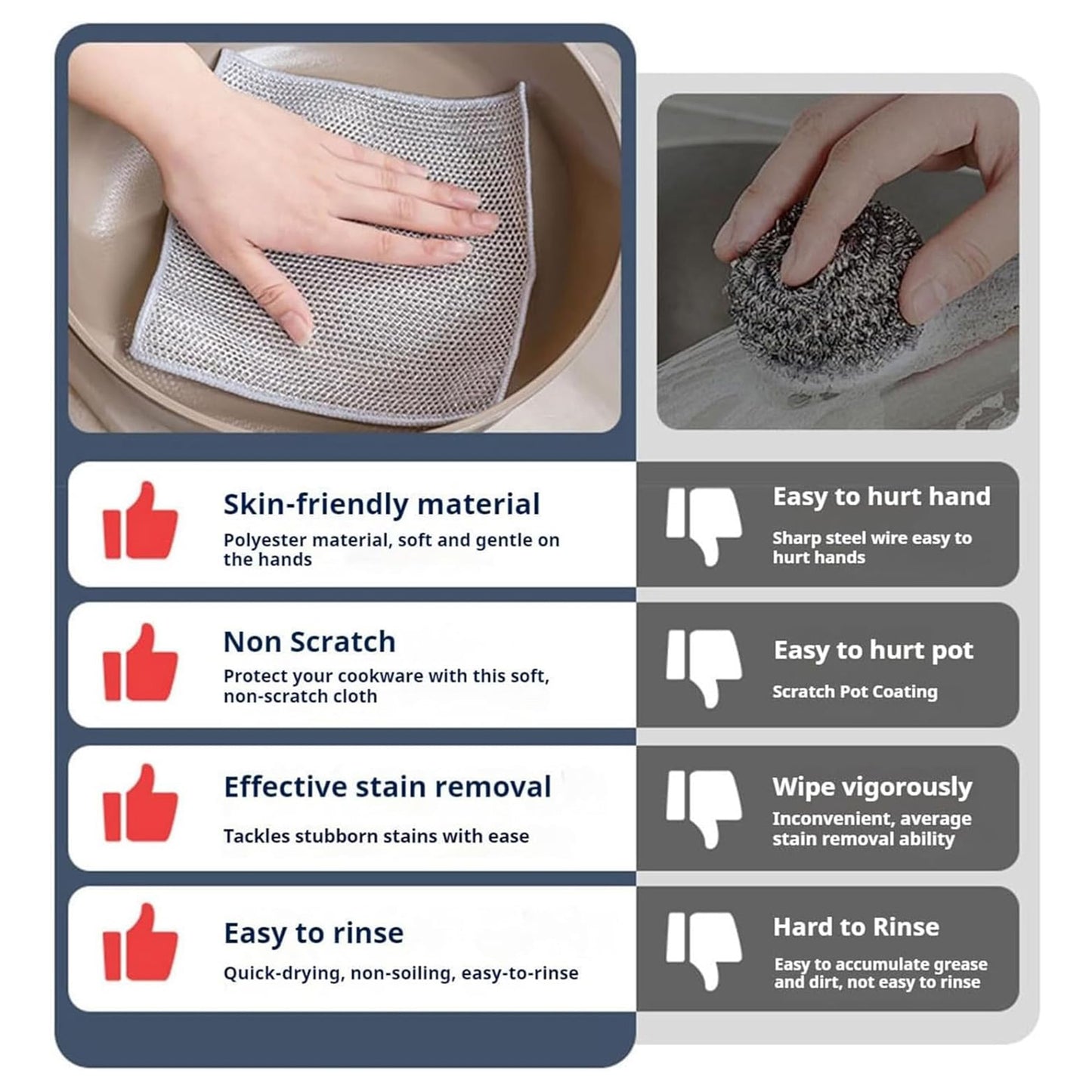 10 PCS Double-Layer Multipurpose Metal Mesh Cleaning Cloths for Dishes, Sinks & Kitchen Surfaces