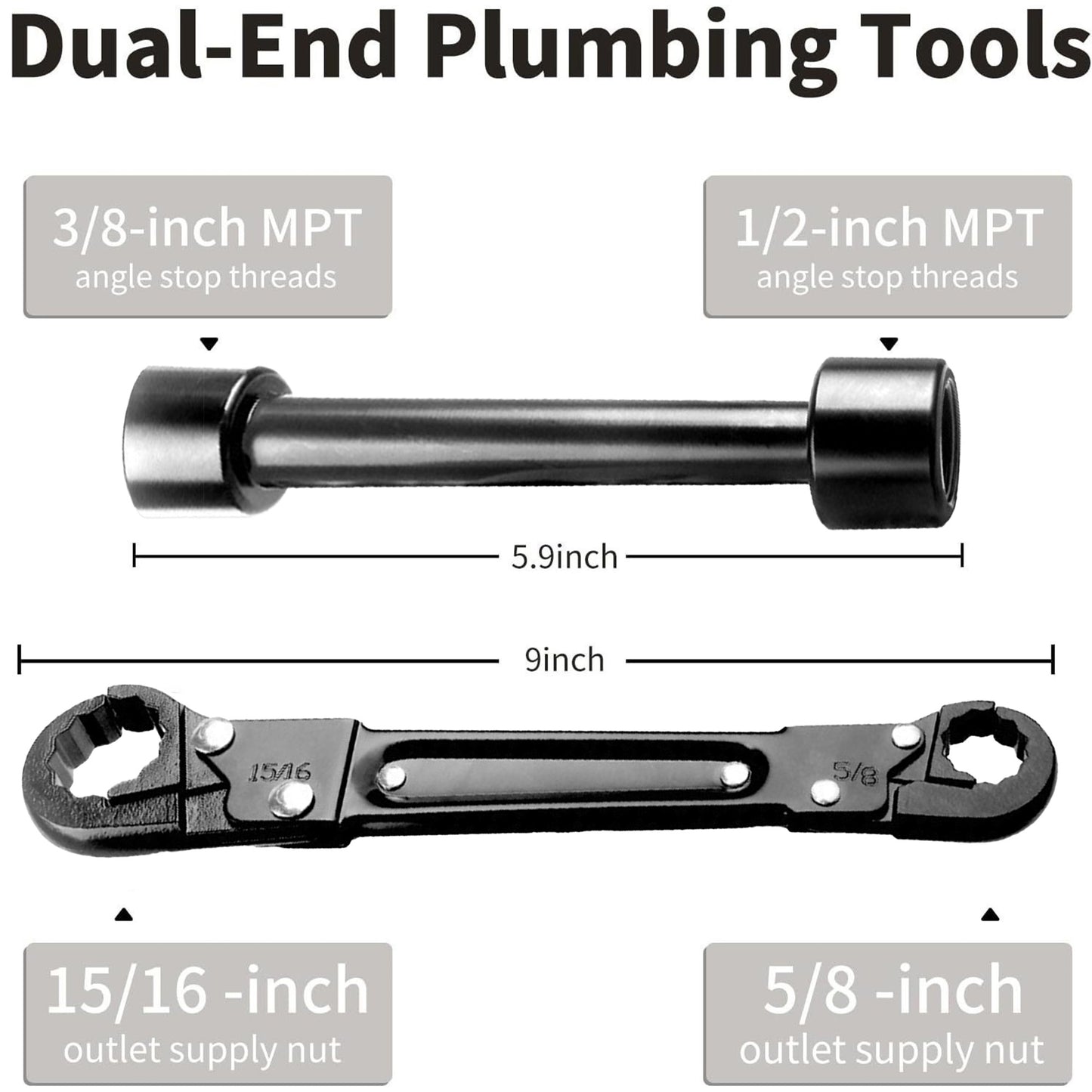 2Pcs Double-Ended Wrench Set And Angle Valve Wrench – Plumbing Repair Tools