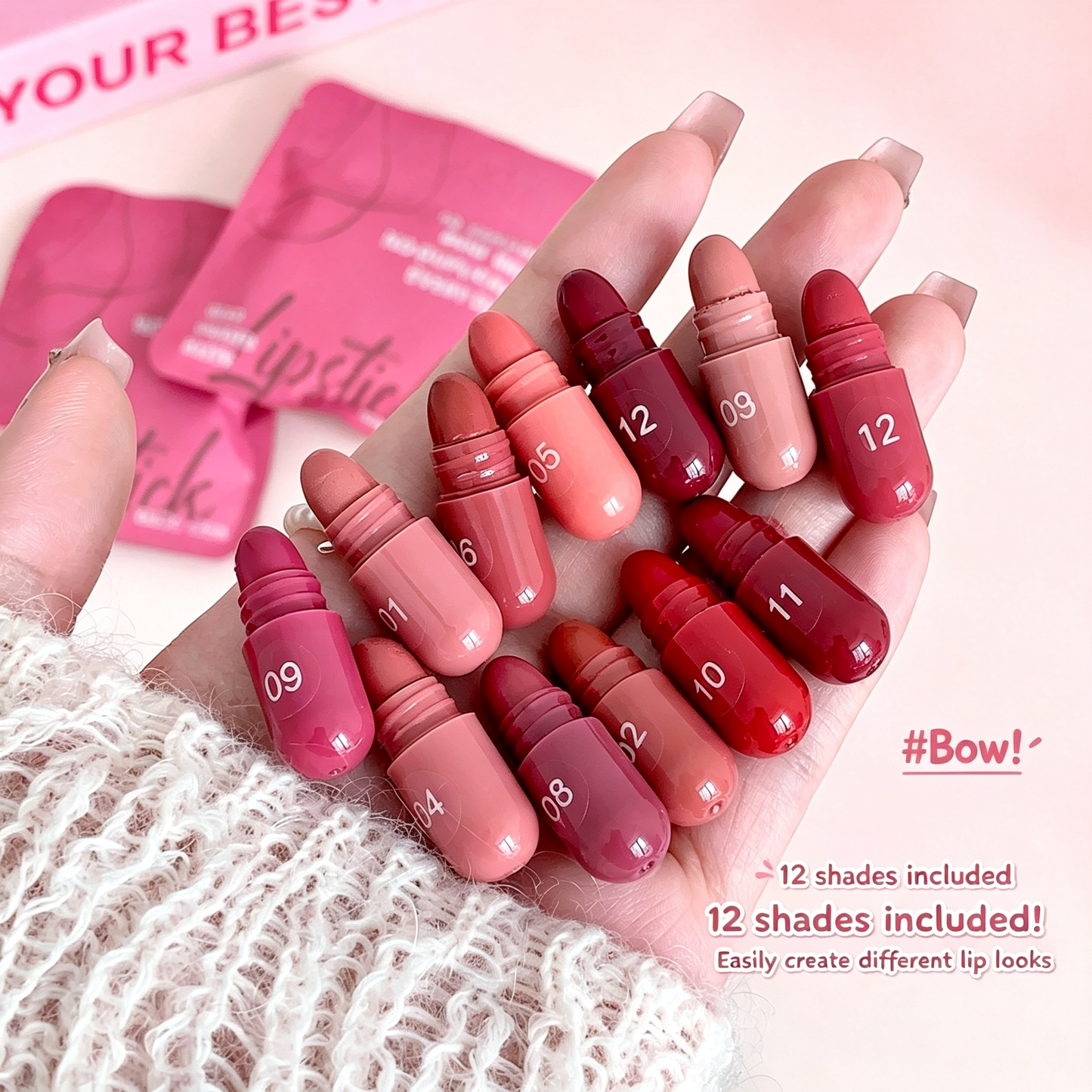 12-Color Mini Capsule Lipstick Set for Versatile Makeup Looks