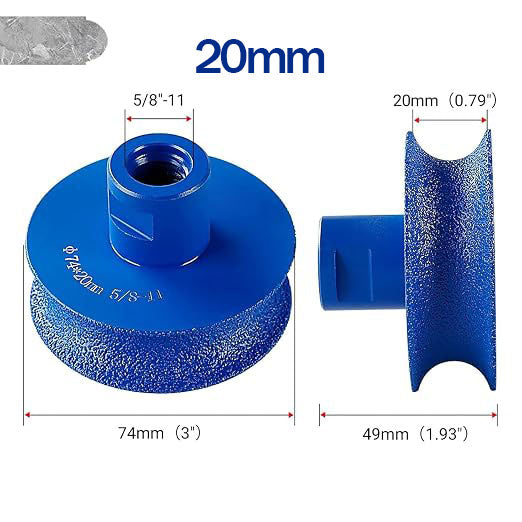 Diamond Edging Wheel Half-Round Profile, For Angle Grinders, 5/8-11 Thread