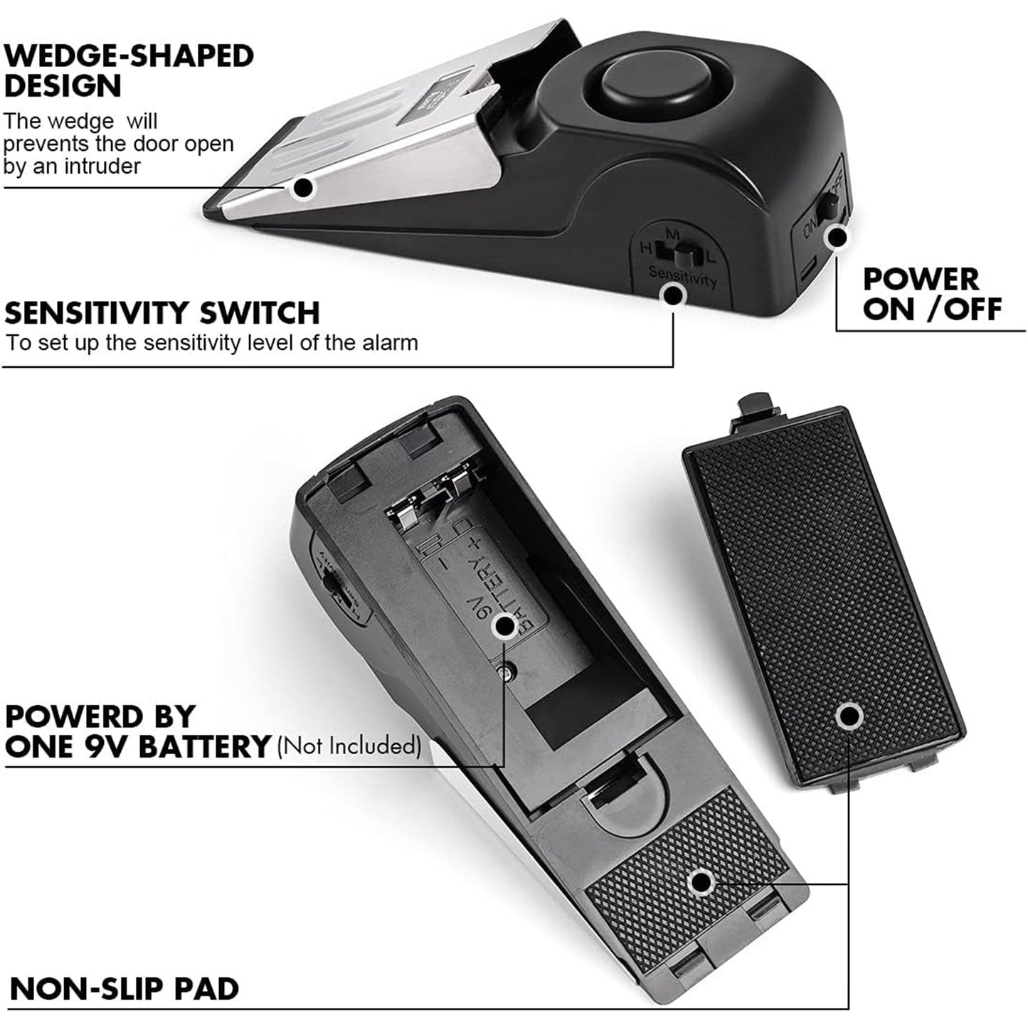 120dB Door Stop Alarm – Portable Anti-Theft Security for Home, Apartment & Travel Use