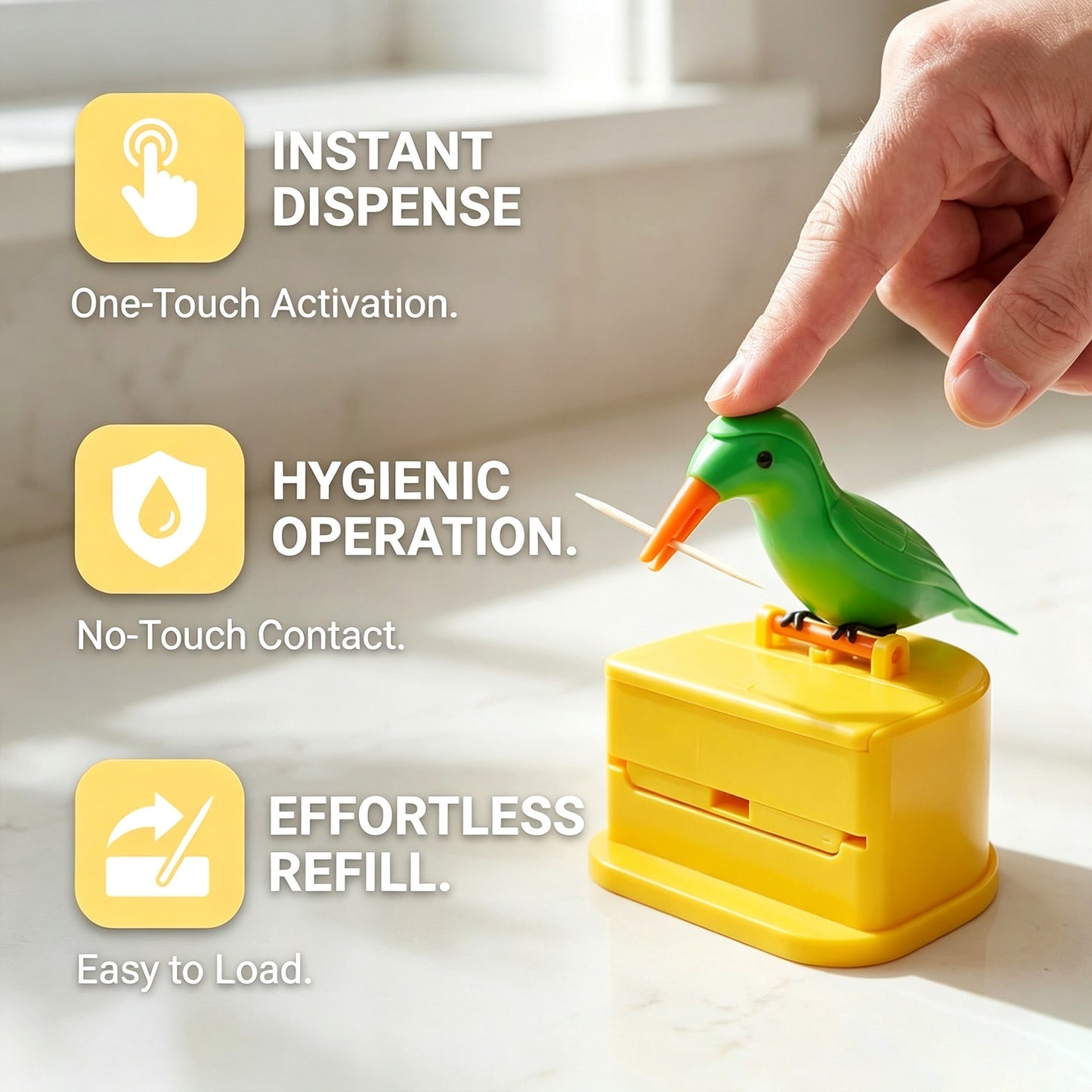 Woodpecker Toothpick Dispenser Little Bird Push-type