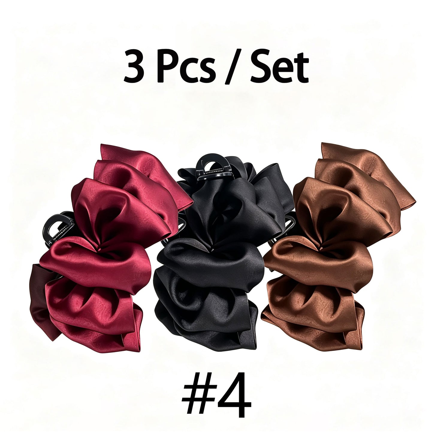3 Pack / Set Satin Voluminous Claw Clips