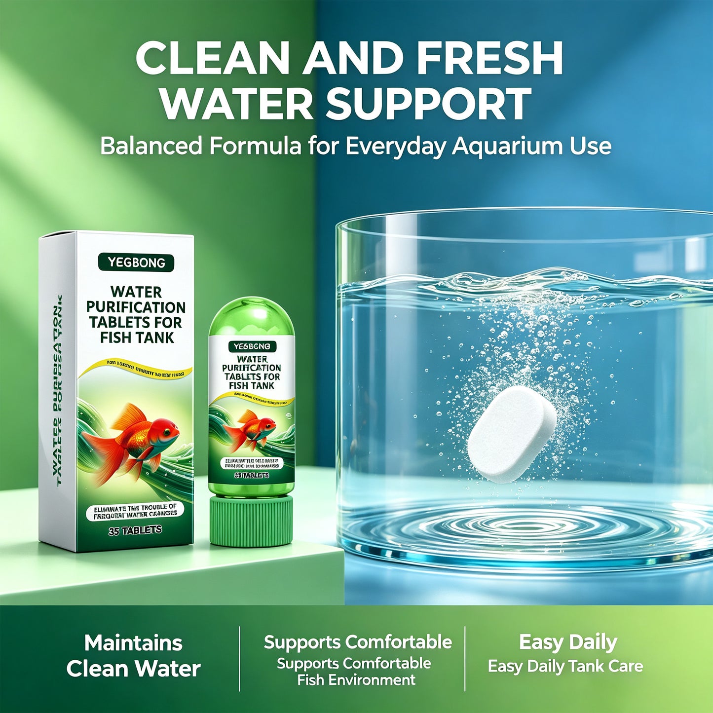 35PCS Aquarium Water Purification Tablets – Fish Tank Cleaner Tablets for Clearer Water & Improved Water Quality