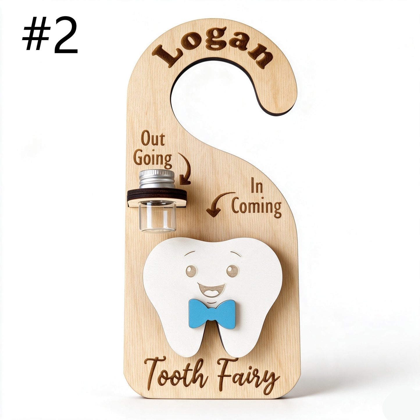 Cute Wooden "Tooth Fairy" Door Hanger - With Coin Storage Slot