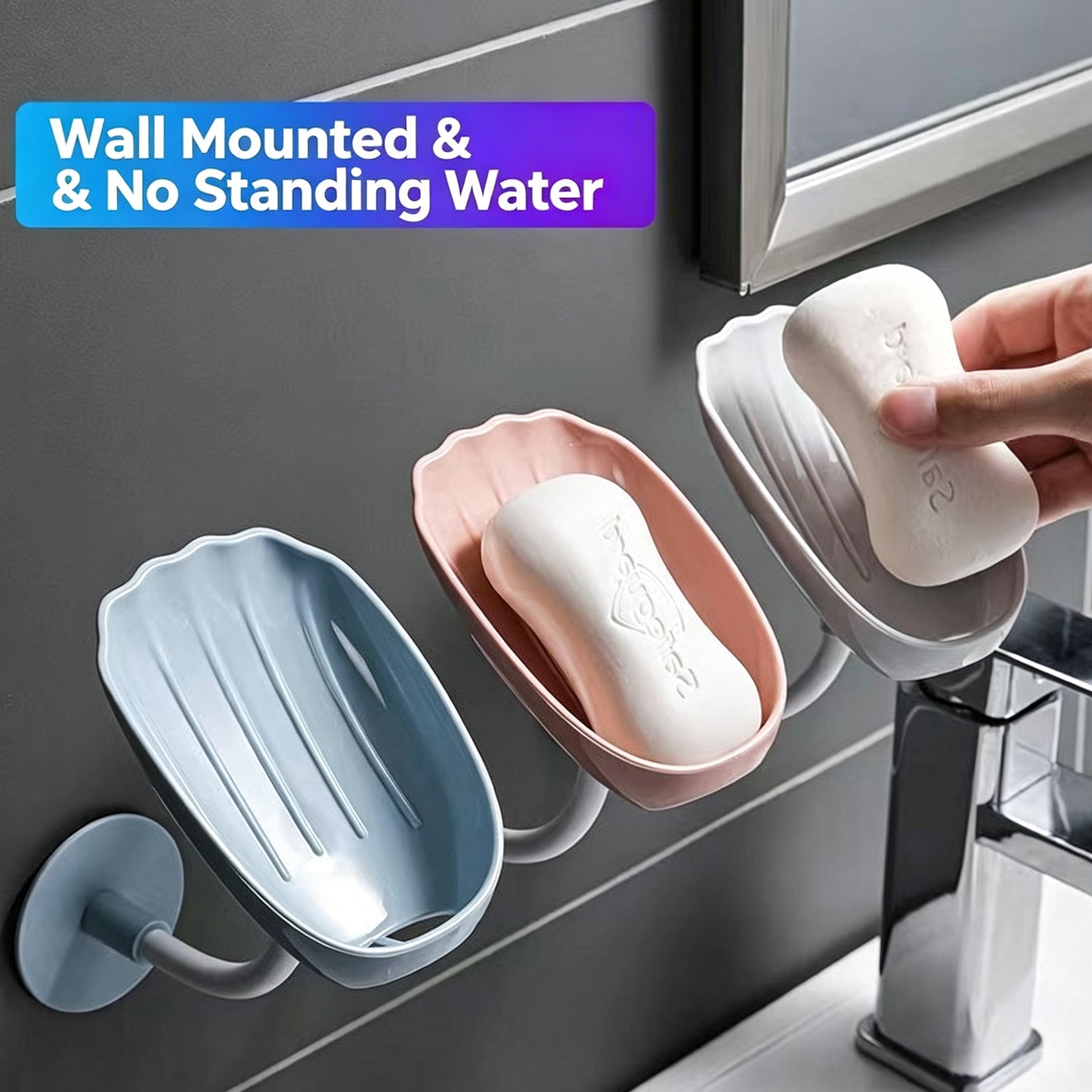Wall-Mounted Soap Rack Set with Draining Soap Holders