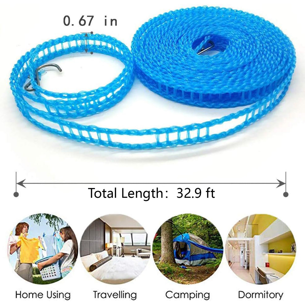 3-Pack Of Windproof Nylon Clotheslines