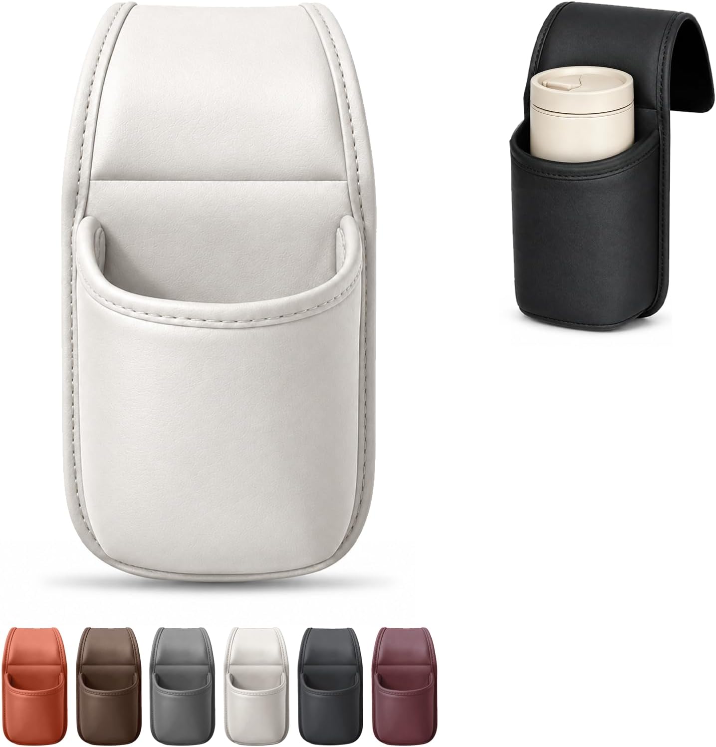 Car Door Storage Pocket Leather Seat Side Organizer Cup Holder