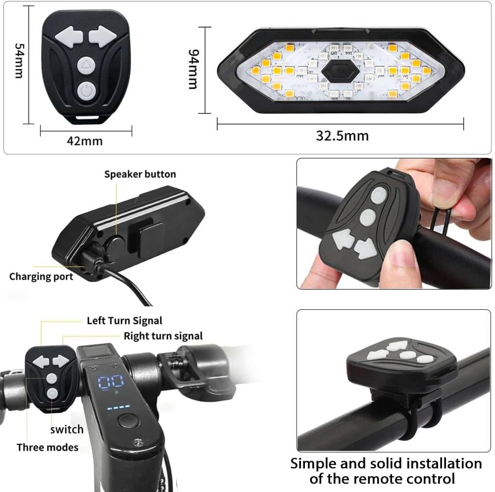 Wireless Remote-Controlled Bicycle Tail Light Set | Built-in Anti-Theft Alarm