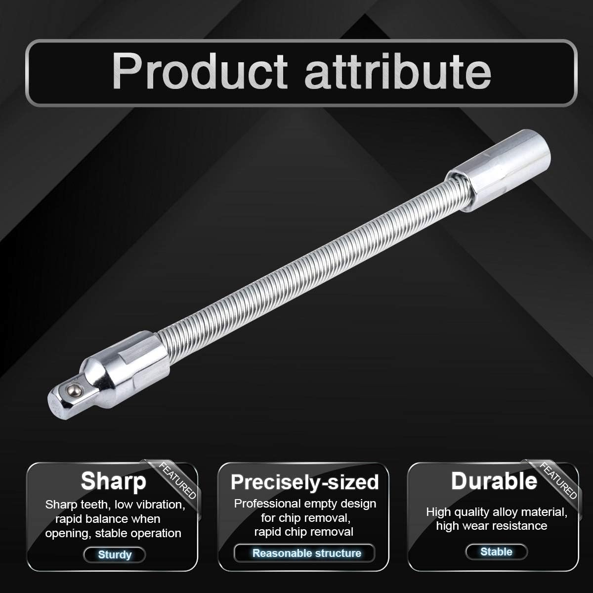 Flexible Socket Extension Ratchet with Flexible Spring Steel Shaft, Anti-Rust and Durable