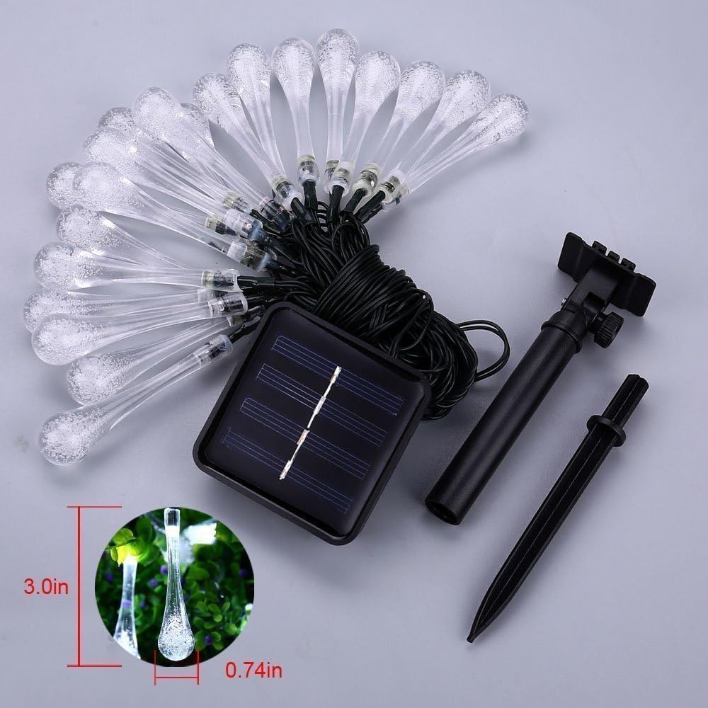 Teardrop-Shaped Christmas Decorative Solar Party Light - 21Ft 30-LED Solar Light