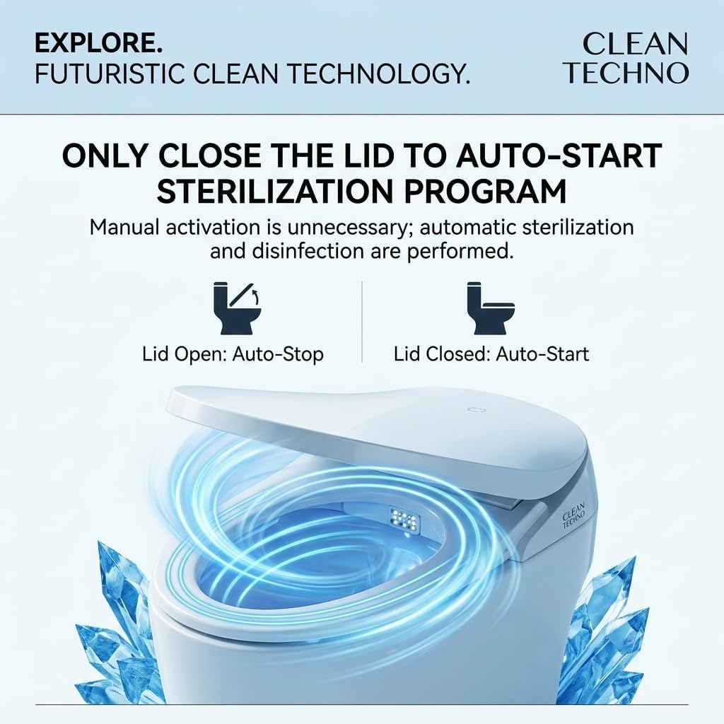 Smart Toilet Lid UV Light – Rechargeable UV Disinfection Attachment for Reducing Germ Exposure