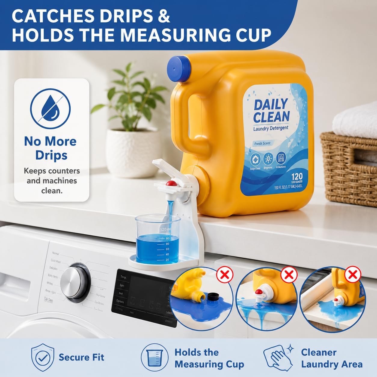 2 PCS Laundry Detergent Dispenser Holder with Press Nozzle Switch