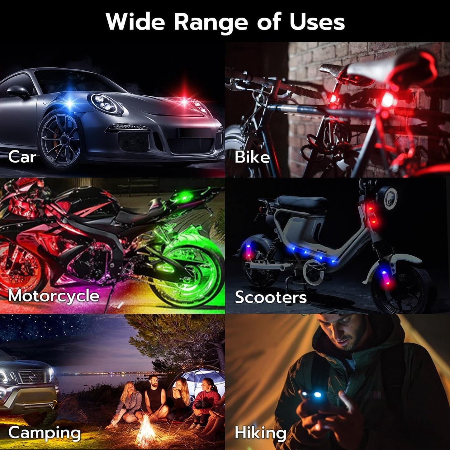 Wireless LED Strobe Rock Lights for Car Motorcycle eBike