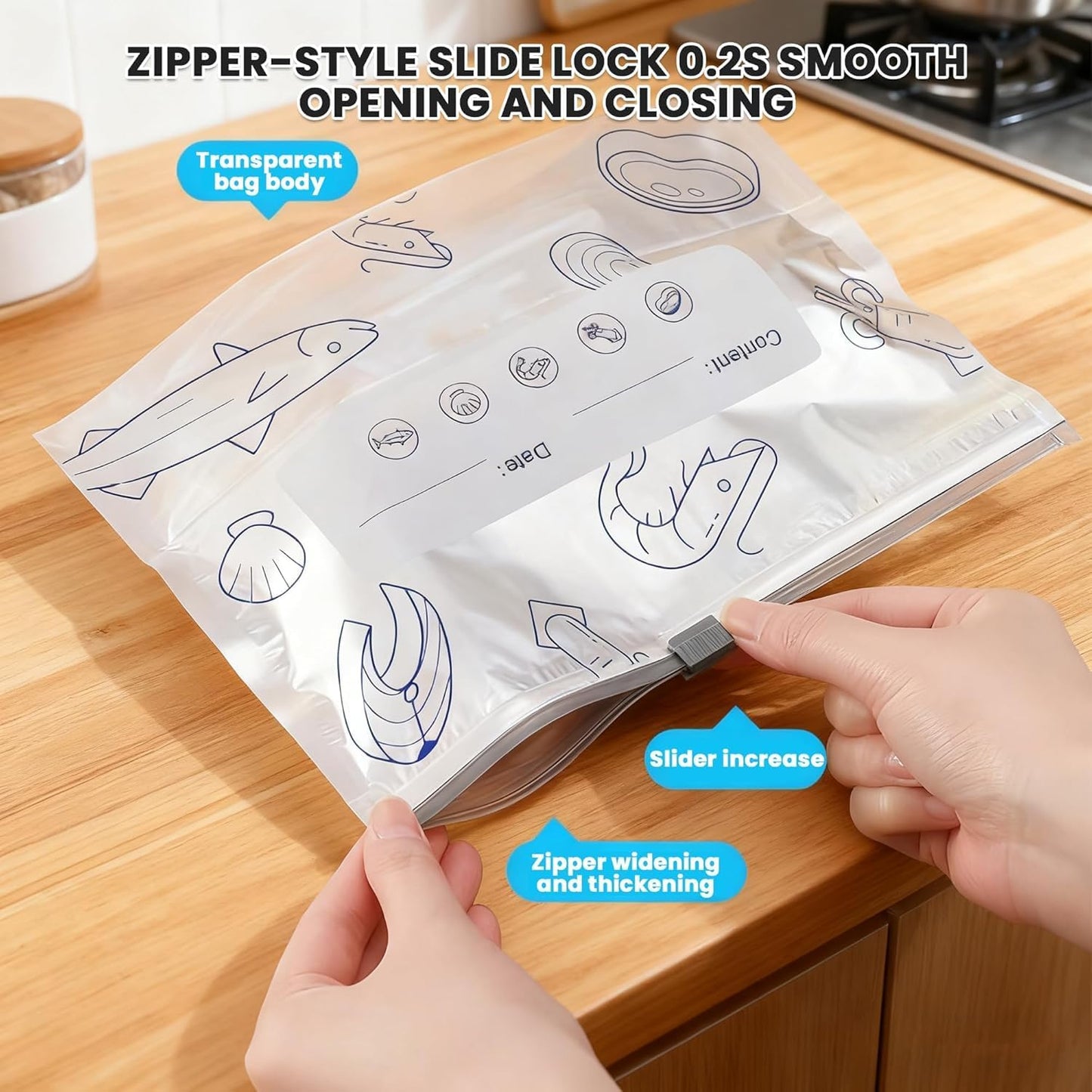 Upgrade Reusable Food Storage Bags with Label and Zip Lock