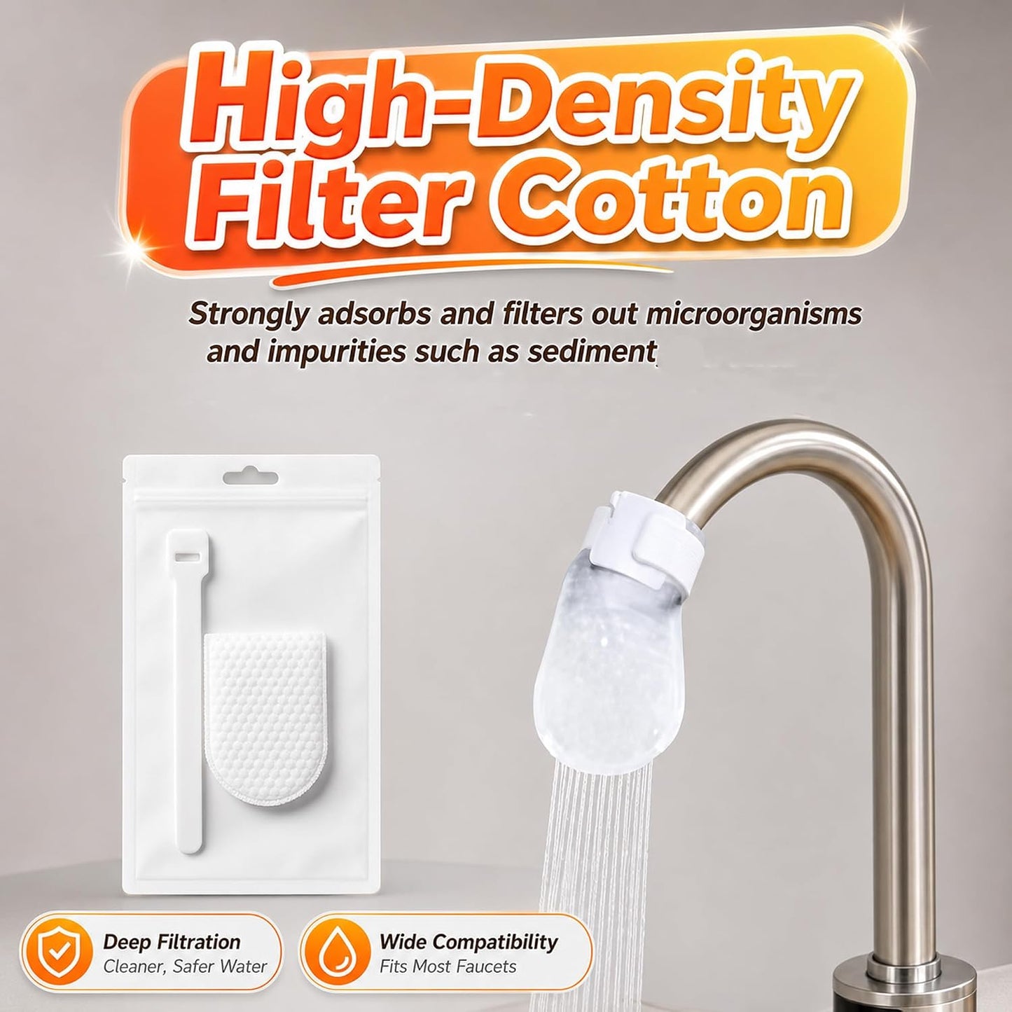 100 Pcs Faucets Filteres Bags with 20 Straps for Cold and Hot Water Filters