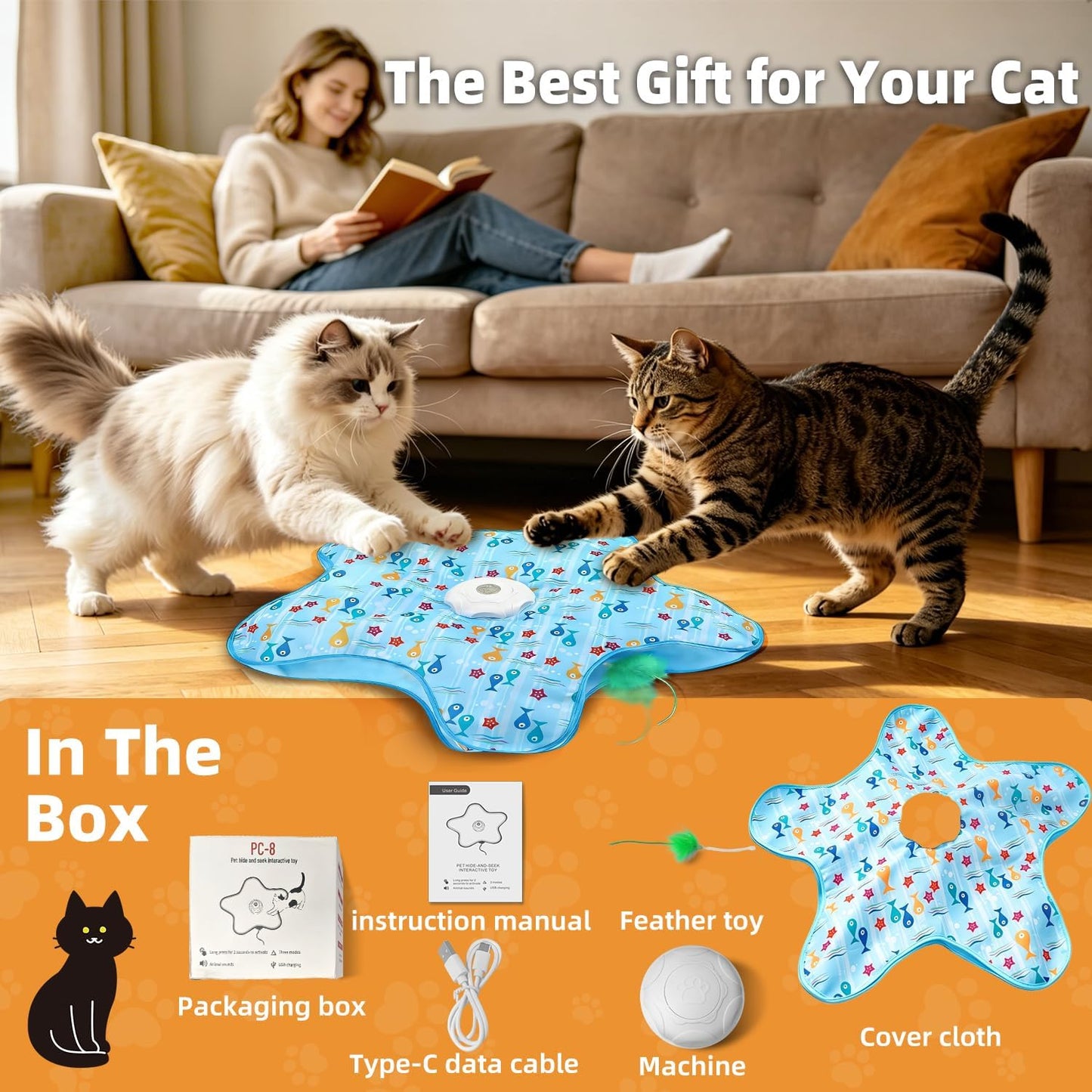 3 Touch Modes Hide and Seek Interactive Cat Hunting Toy