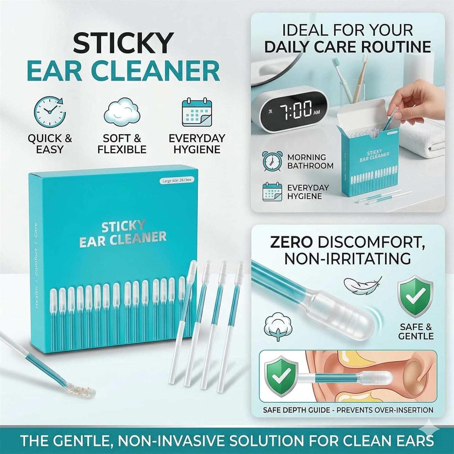 2026 Sticky Earwax Cleaning Swabs (Pack of 3 Boxes / 72 Swabs)