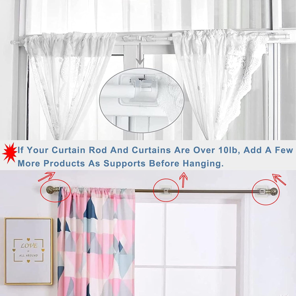 12 Pack Self Adhesive Curtain Rod Holder