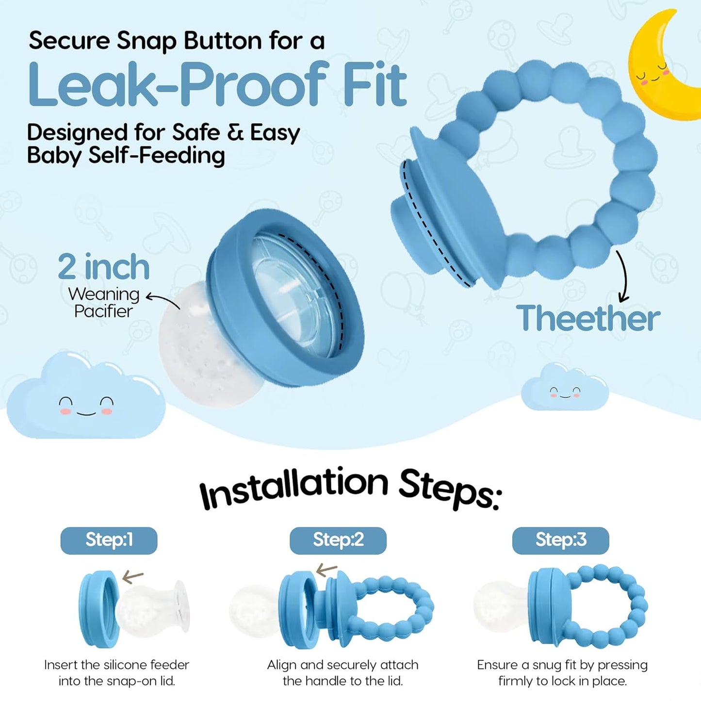 Baby Fruit Feeder Pacifier with 1 Feeders and 3 Nipples