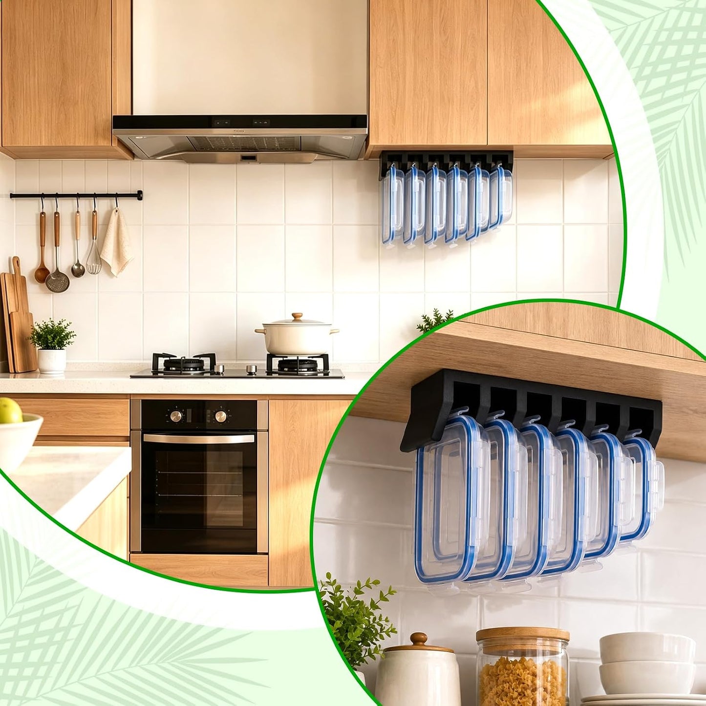 Food Container Lid Organizer with 5 Dividers