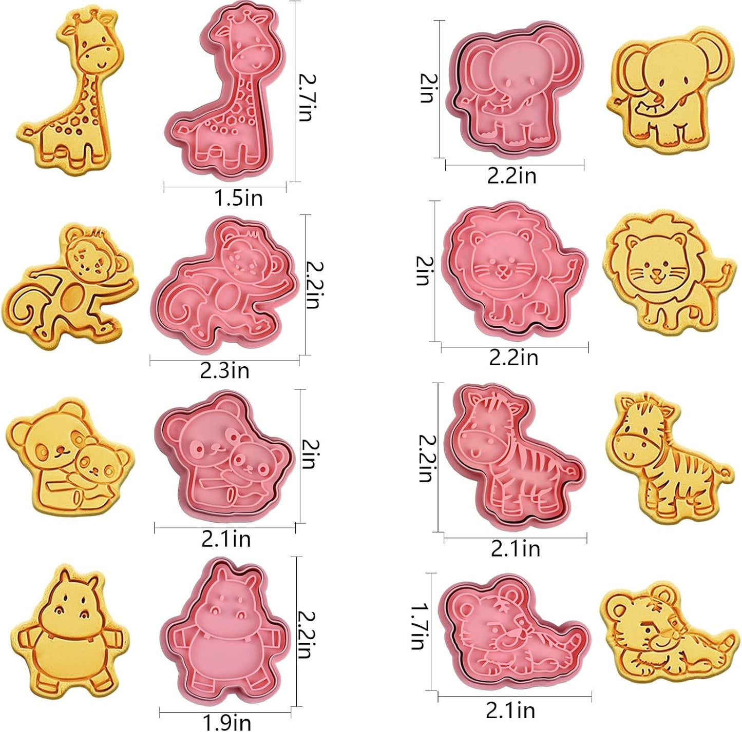Forest Animal Cookie Cutters 8Pcs 3D Cartoon Jungle Animal Biscuit Molds