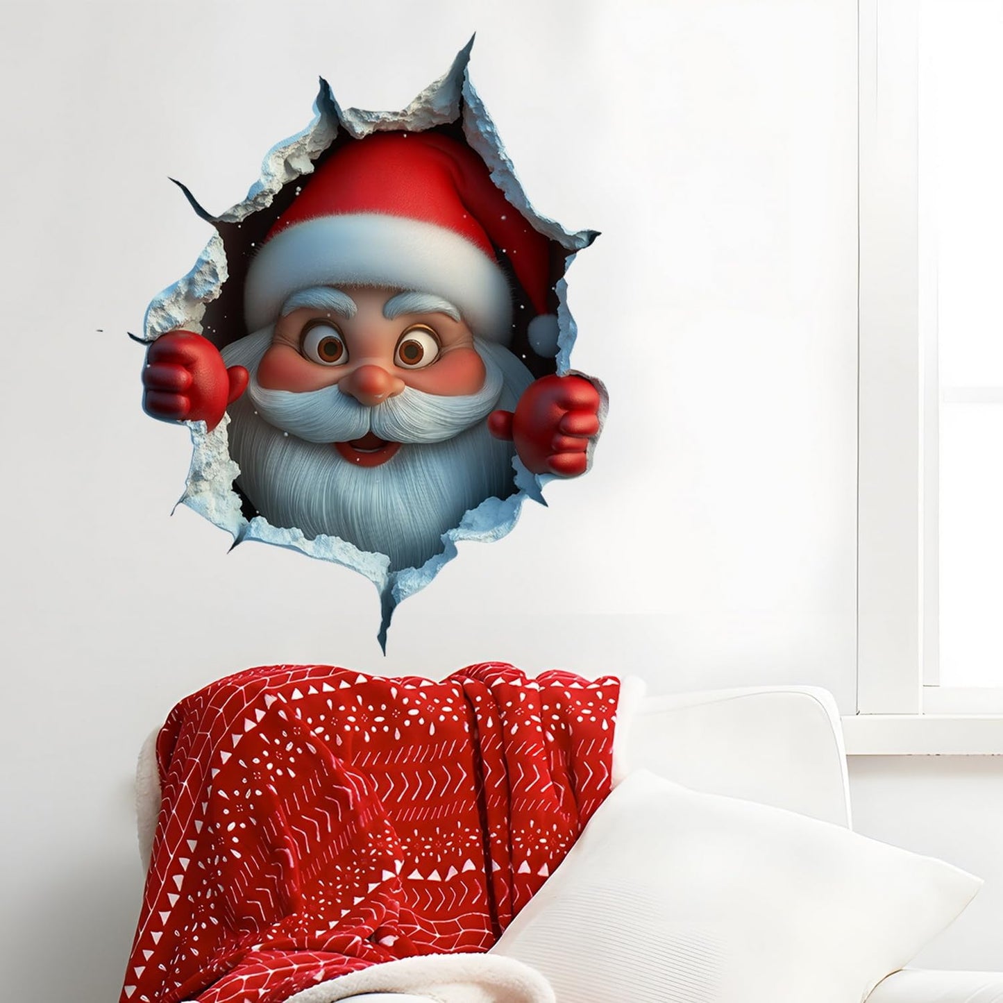 3D Christmas Wall Sticker Funny Cartoon Santa Wall Decal