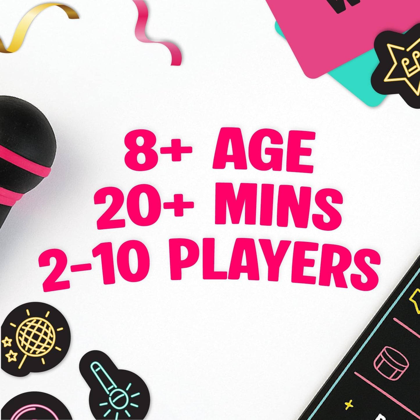 Karaoke Board Game w/Foam Mic, 8+ Ages, 2-10 Players