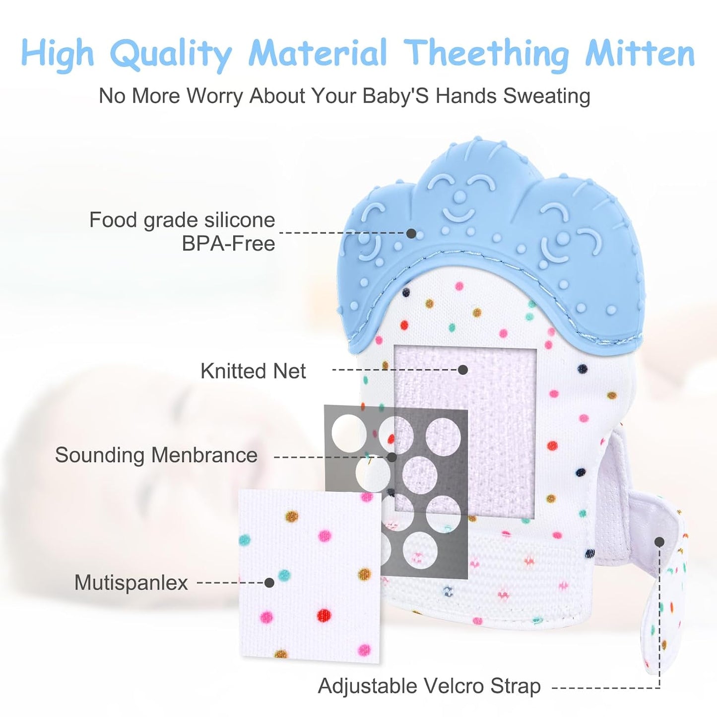 2Pack Silicone Teething Mitt for 0-12 Months