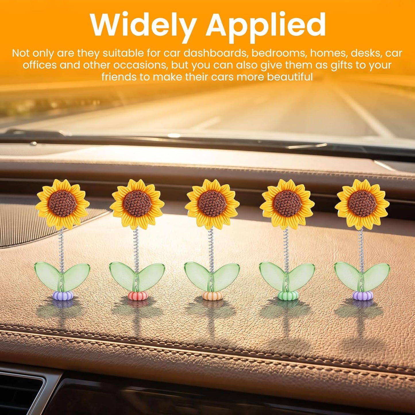 5 Pcs Sunflower Car Dashboard Decorations for Cute Cars