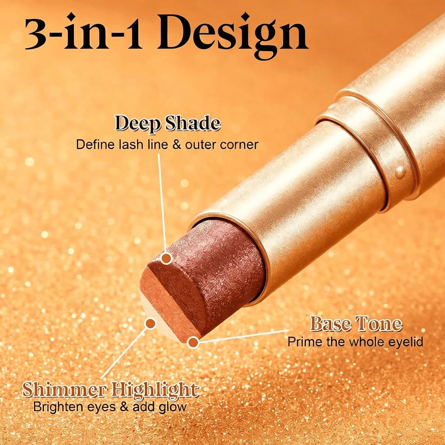 6-Piece Set Tri-Color Eyeshadow Stick — Waterproof, Long-Lasting, Crease-Free
