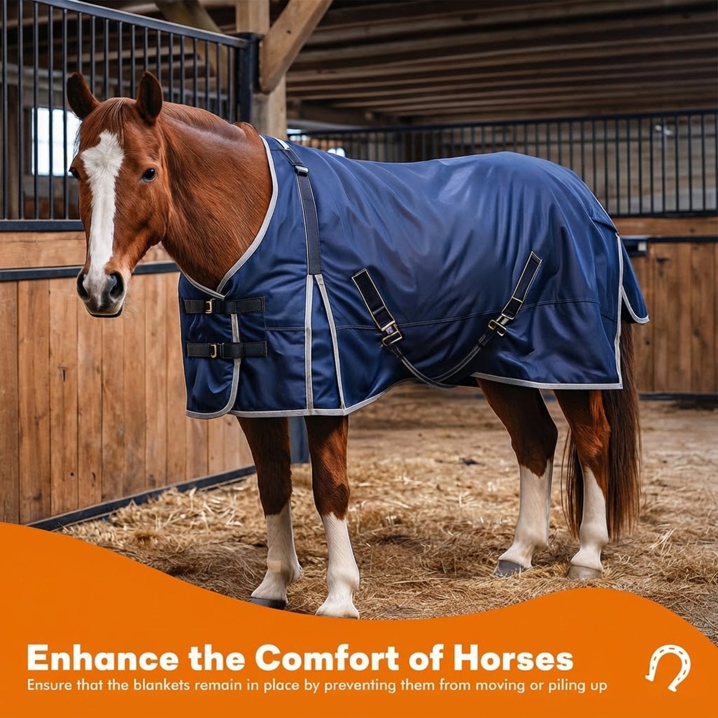 2 PCS Adjustable Elastic Horse Blanket Straps