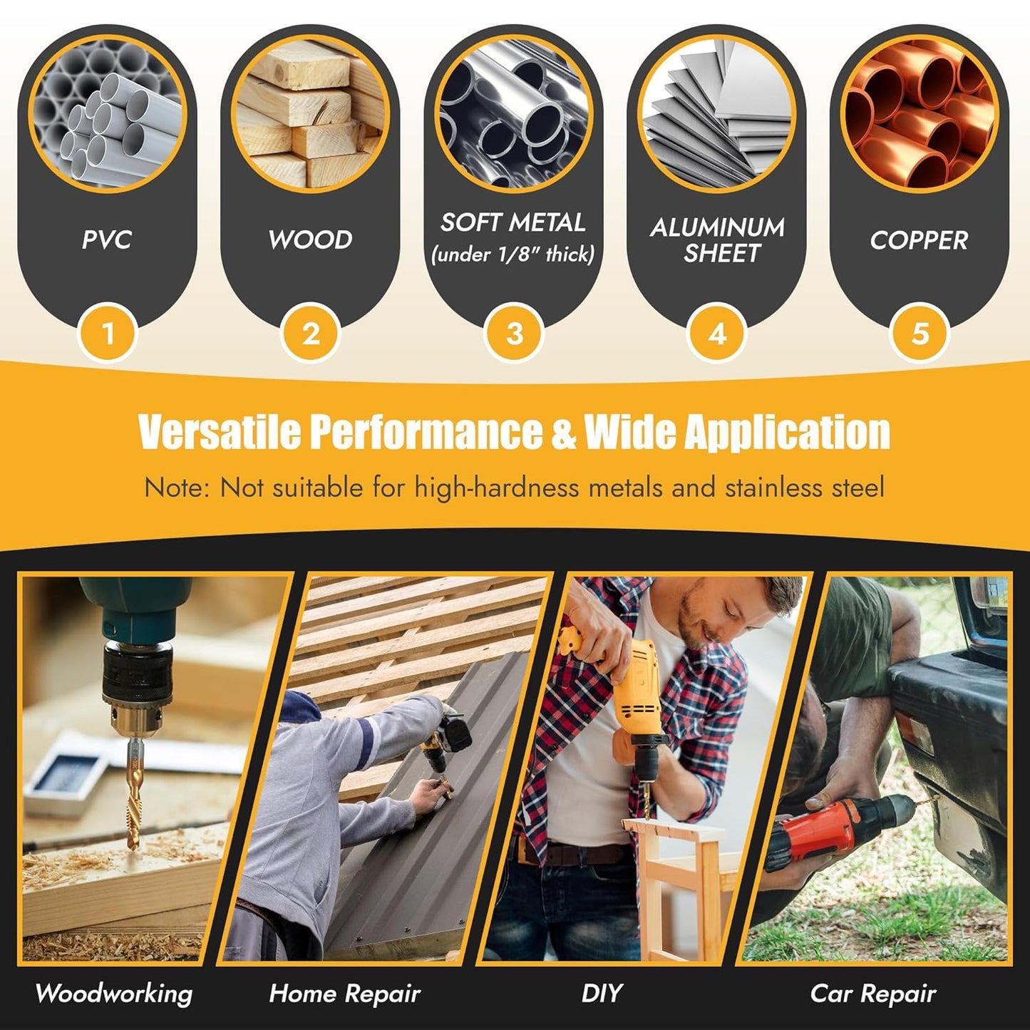 6 PCS Metric Tap and Drill Bit Set Metric Drill Bits