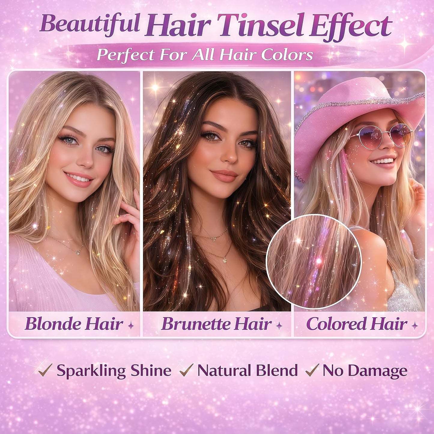 Hair Tinsel Kit – 10 Colors, 2500 Strands Sparkling Fairy Hair Extensions with Tool for Party & Festivals