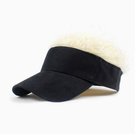 Visor Hat with Hair Funny Spiked Hair Wig Hat Novelty Adjustable Baseball Cap