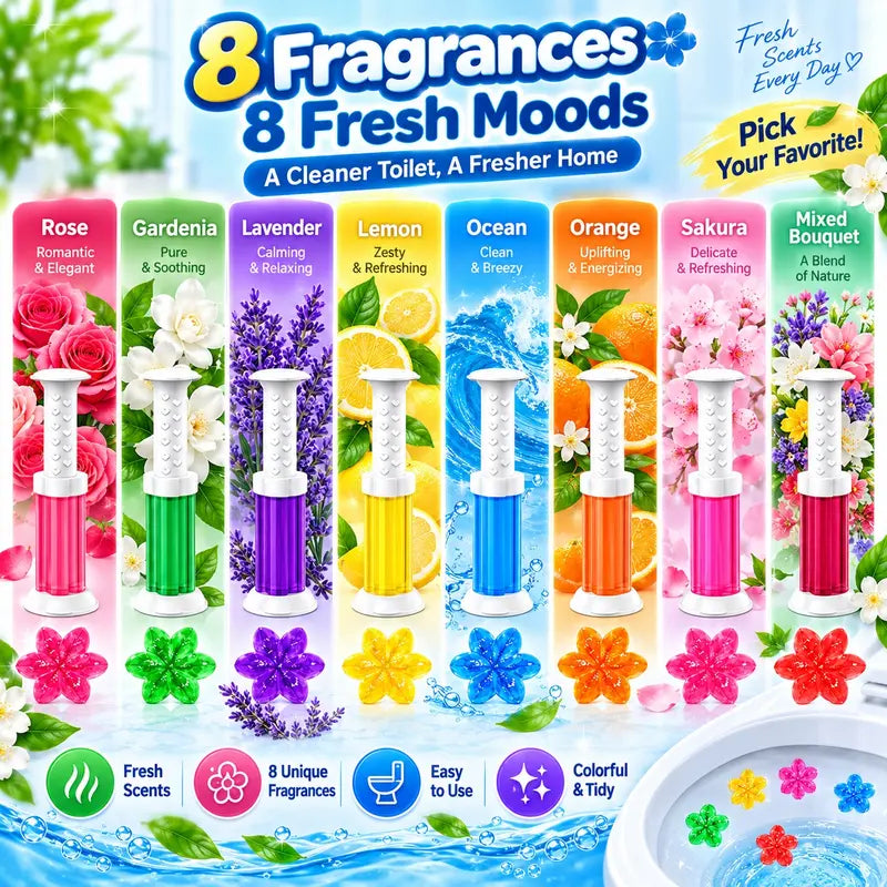 42 Flower Toilet Gel Stamps – Fresh Scents, Long-Lasting Odor Elimination-3 Pack