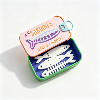 Sardines Travel Jewelry Case with 3 Fish-Shaped Holders