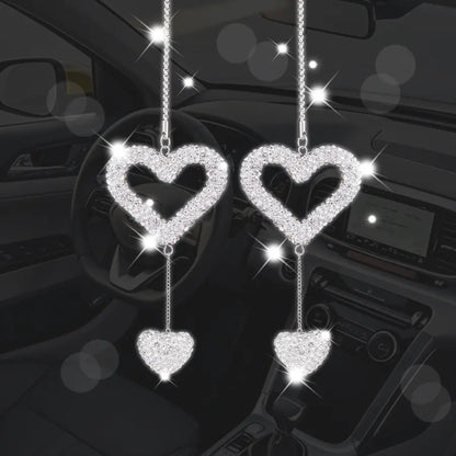 Bling Star Heart Diamond Car Rearview Mirror Pendant