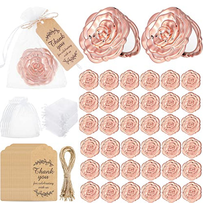 10 Pcs Rose Compact Mirror Bulk Rose Gold Wedding Quinceanera Favors