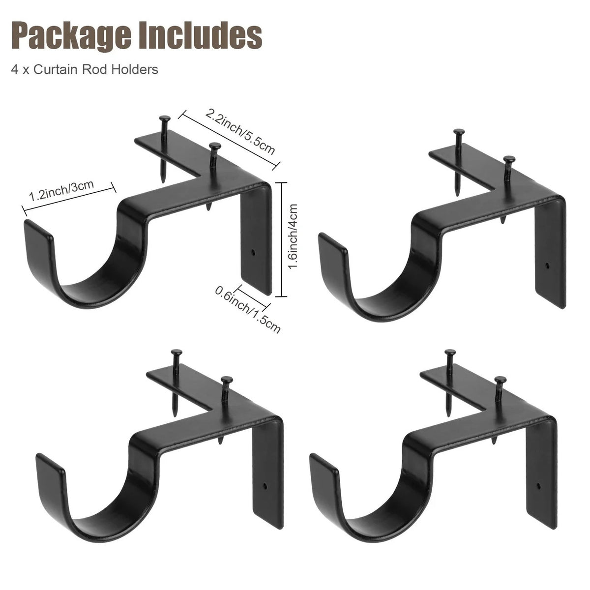 4-Piece Curtain Rod Bracket Set