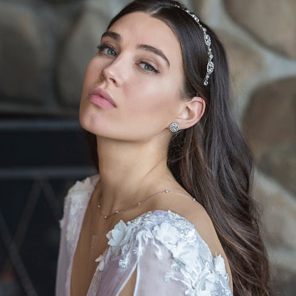 Round Halo Crystal Clip On Earrings
