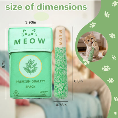 3-Pack Funny Cat Chew Toys Filled with 100% Pure Organic Catnip