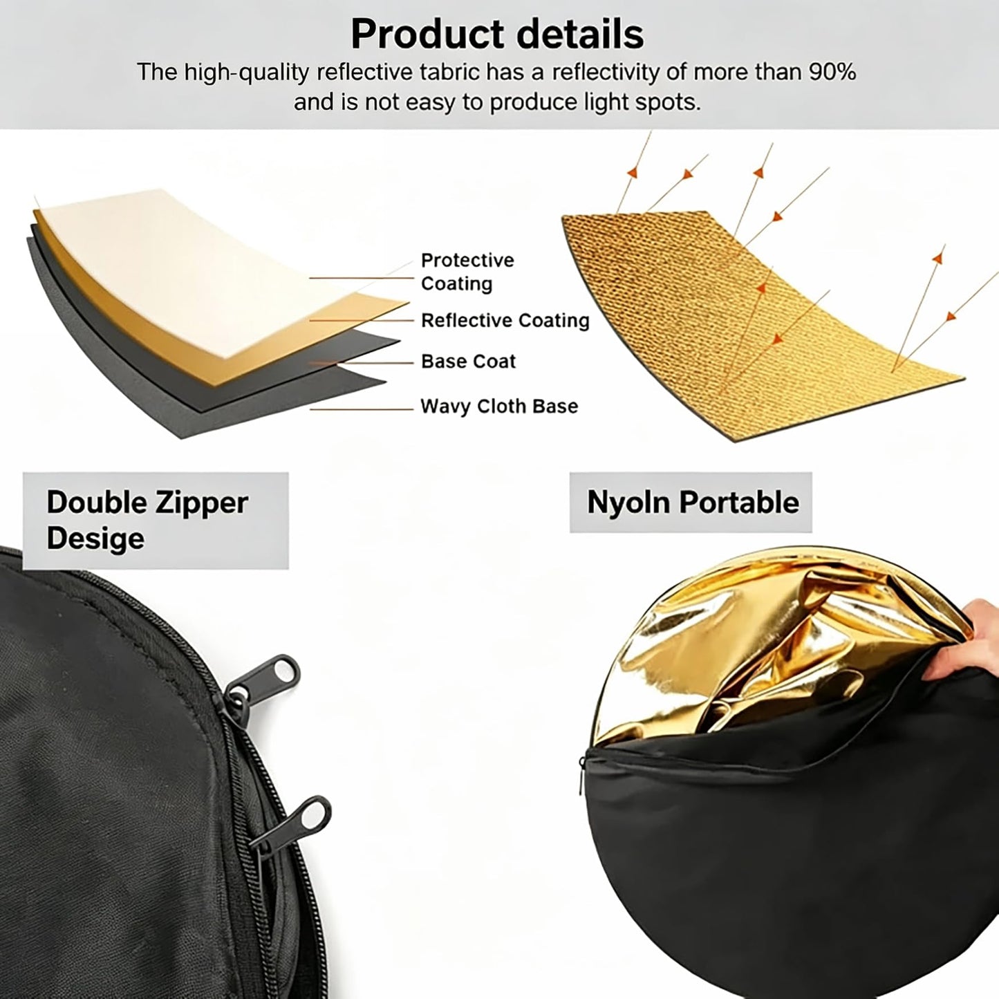 5 in 1 Collapsible Photography Reflector Diffuser with Bag