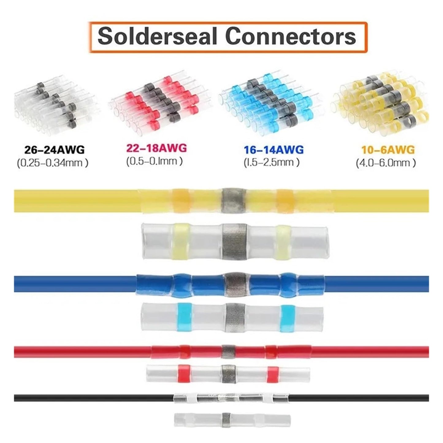 250Pcs Solder Sealed Wire Connectors Heat